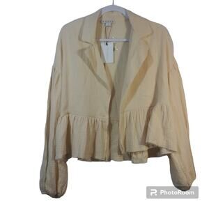 Hyfve Layered With Love Cream Natural Neutral Classic Jacket Size L